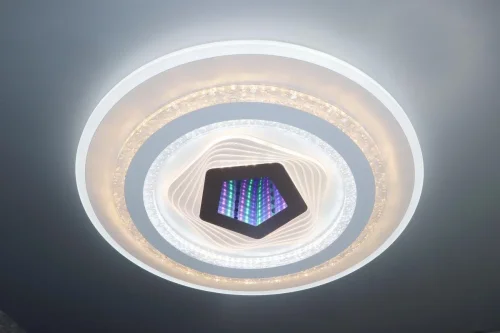 Светильник потолочный LED с пультом LED LAMPS 81069 Natali Kovaltseva белый на 1 лампу, основание белое в стиле хай-тек с пультом фото 9